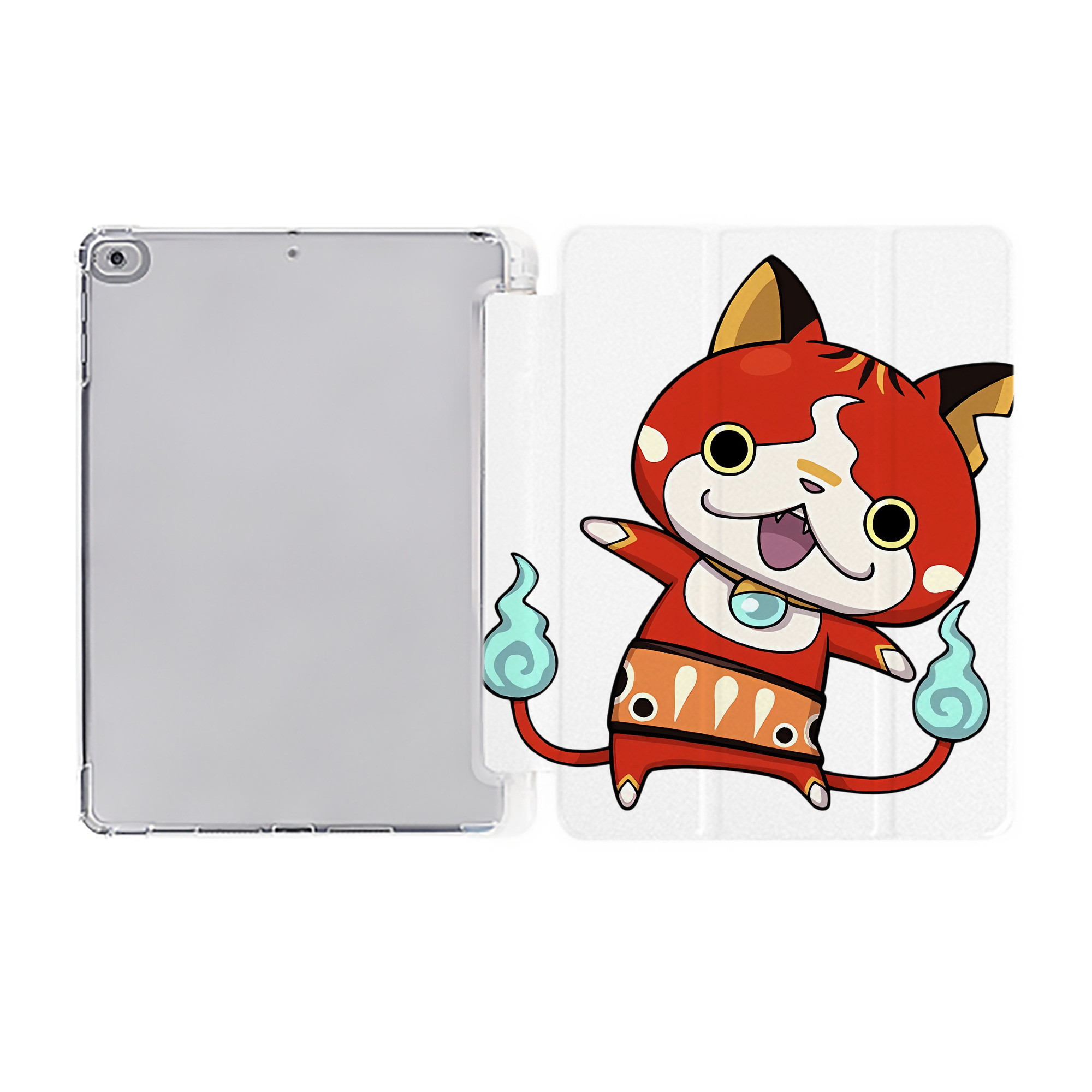 （画像用） 妖怪ウォッチ Yo-kai Watch IPad ケース ペン収納付き 三つ折りスタンド PUレザー×シリコン 対応機種9.5/10.5/10.9インチ